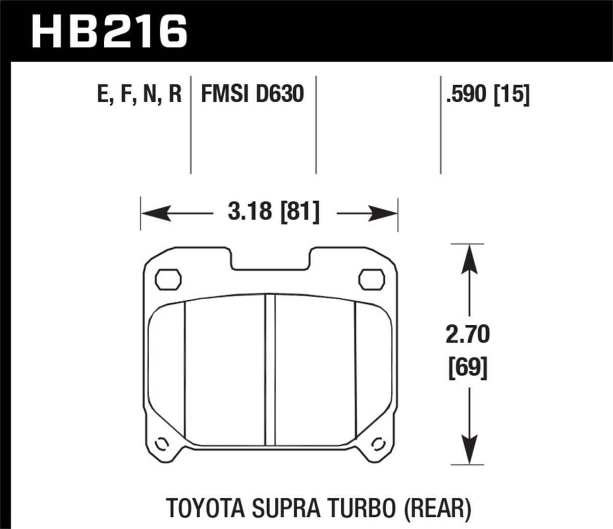 Hawk Performance kHB216B.590 Hawk 93-98 Toyota Supra TT HPS 5.0 Street Rear Brake Pads
