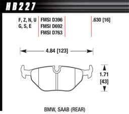 Hawk Performance kHB227D.630 Hawk 92-95 BMW 318i 1.8L Base Sedan Rear ER-1 Brake Pads