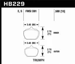 Hawk Performance kHB229S.580 Hawk 70-73 Triumph Stag / 80-82 Triumph TR8 HT-10 Race Front Brake Pads