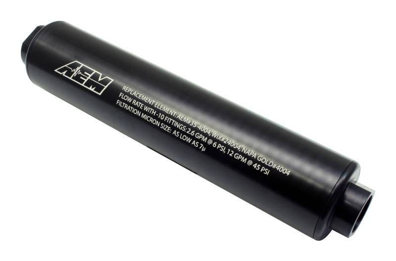 AEM 25-201BK AEM Universal High Flow -10 AN Inline Black Fuel Filter