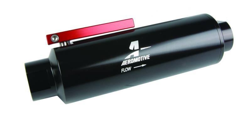 Aeromotive 12332 Aeromotive In-Line AN-12 Filter w/Shutoff Valve 100 Micron SS Element - Black Anodize Finish