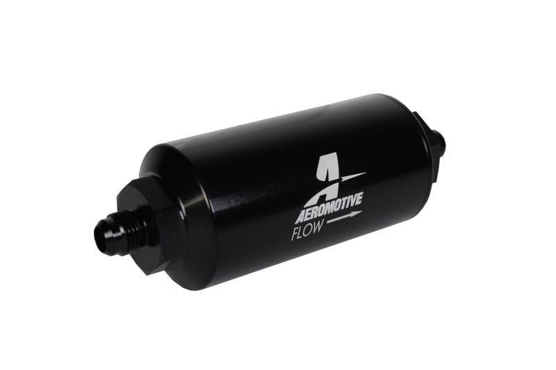 Aeromotive 12347 Aeromotive In-Line Filter - (AN-6 Male) 10 Micron Fabric Element Bright Dip Black Finish thumbnail 12