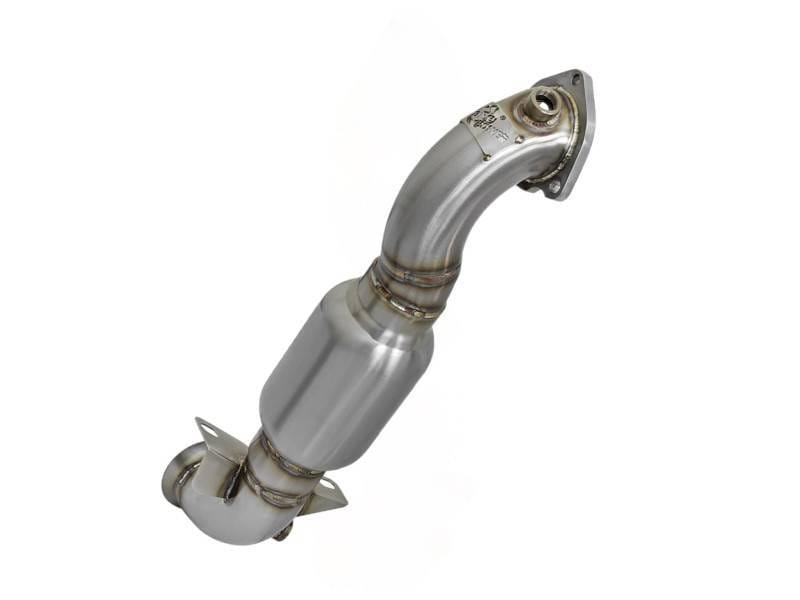 aFe 48-36318-1HC aFe 09-13 MINI Cooper S (R56) L4 1.6L (t) Twisted Steel Down Pipe 2-1/2in 304 Stainless Steel w/ Cat