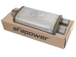 aFe 49M00018 aFe MACHForce XP SS Muffler 3in Center Inlet / 2.5in Dual Outlets 18in L x 9in W x4in H Body