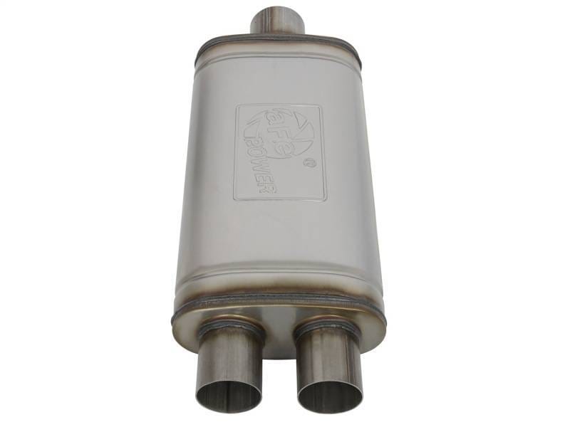 aFe 49M00018 aFe MACHForce XP SS Muffler 3in Center Inlet / 2.5in Dual Outlets 18in L x 9in W x4in H Body thumbnail 3