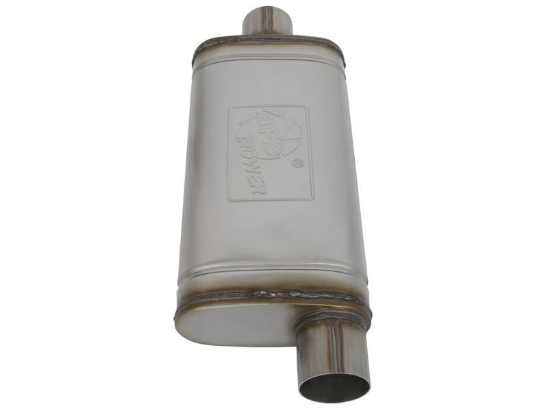 aFe 49M00020 aFe MACHForce XP SS Muffler 3in Center Inlet / 3in Offset Outlet 18in L x 9in W x4in H Body thumbnail 3