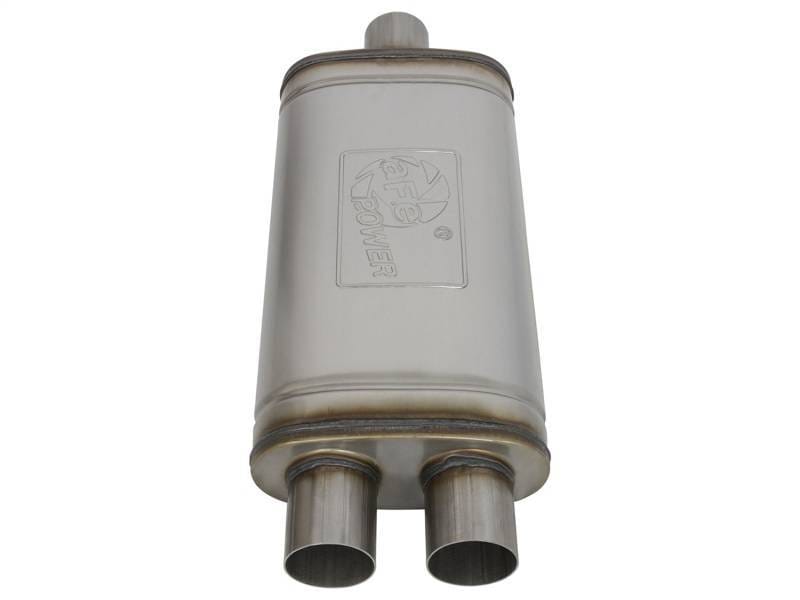 aFe 49M00009 aFe MACHForce XP SS Muffler 2.5in Center Inlet / 2.5in Dual Outlets 18in L x 9in W x 4in H Body thumbnail 3