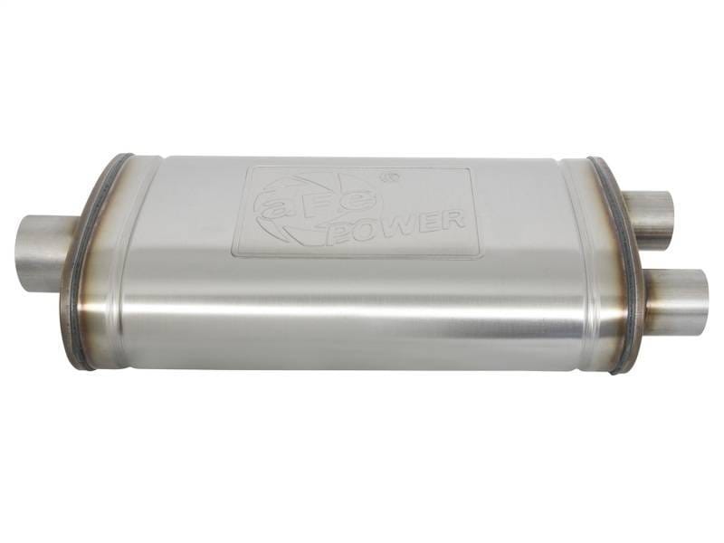 aFe 49M00014 aFe MACHForce XP SS Muffler 3in Center Inlet / 2.5in Dual Outlets 22in L x 11in W x 6in H Body thumbnail 3