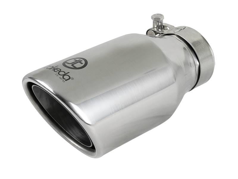 aFe 49T25404-P08 aFe Takeda 304 Stainless Steel Clamp-On Exhaust Tip 2.5in. Inlet / 4in. Outlet / 8in. L - Polished