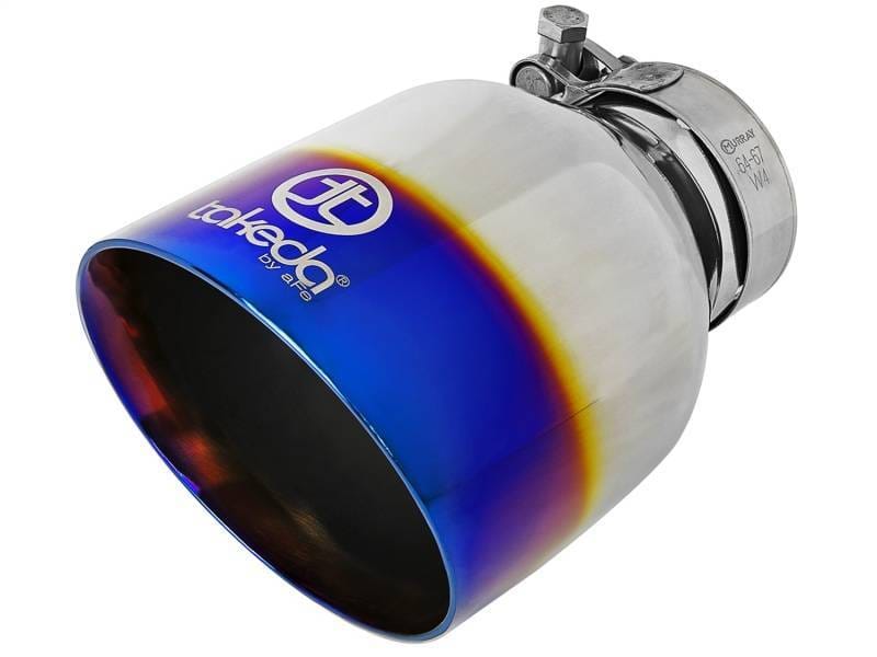 aFe 49T25454-L07 aFe Takeda 304 Stainless Steel Clamp-On Exhaust Tip 2.5in. Inlet / 4.5in. Outlet - Blue Flame