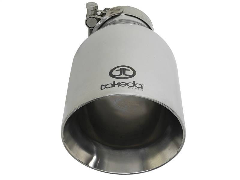 aFe 49T25454-P09 aFe Takeda 304 Stainless Steel Clamp-On Exhaust Tip 2.5in. Inlet / 4.5in. Outlet / 9in. L - Polished thumbnail 7