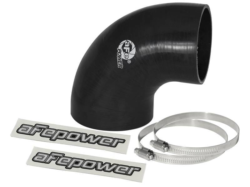 aFe 59-00065 aFe Magnum FORCE CAI Univ. Silicone Reducing Coupler (4in. to 3.5in. ID) 90Deg. Elbow - Black