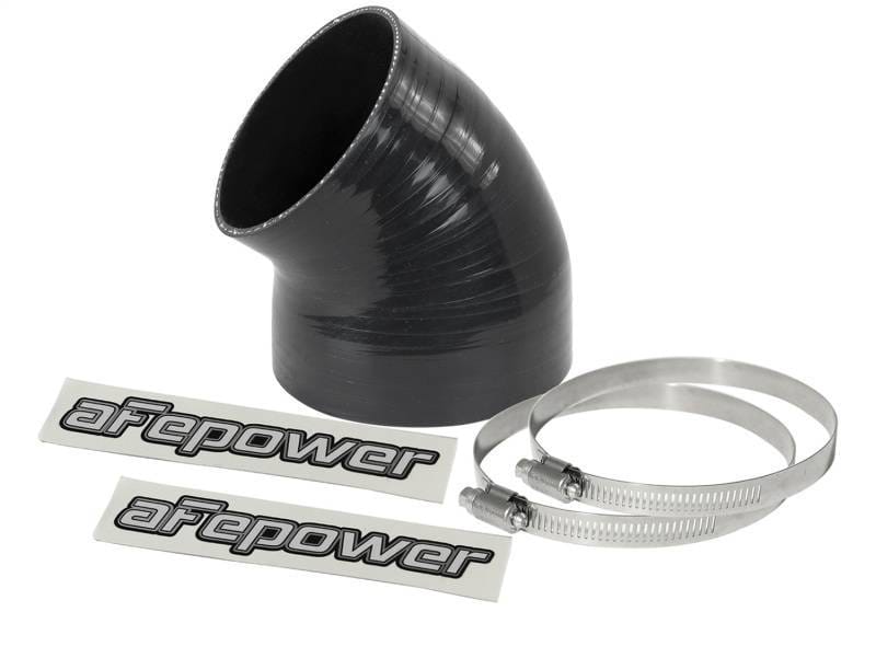 aFe 59-00085 aFe Magnum FORCE CAI Univ. Silicone (4.125in to 3.5in ID / 49 Deg.) Elbow Reducing Coupler - Black