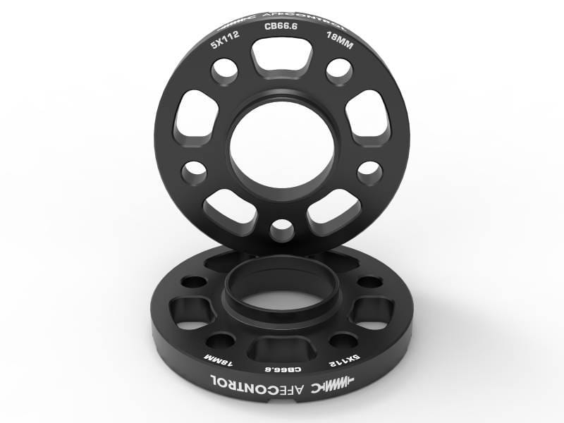 aFe 610-721003-B aFe CONTROL Billet Aluminum Wheel Spacers 5x112 CB66.6 18mm - Toyota GR Supra/BMW G-Series
