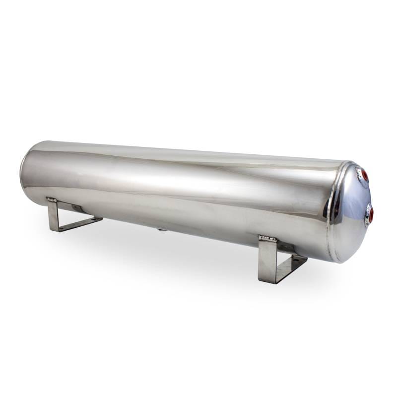 Air Lift 12955 Air Lift 4 Gal Alum Tank - (2) 1/4in (2) 3/8in End & 1/4in Drain - 30in L X 6in D - Polished thumbnail 3