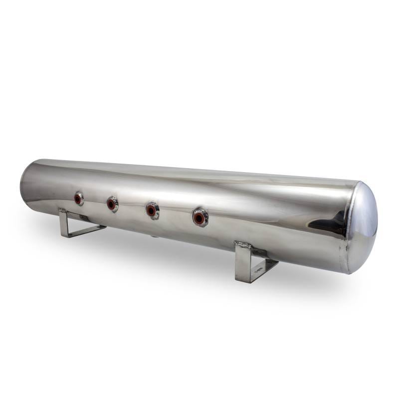 Air Lift 12956 Air Lift 5 Gal Alum Air Tank - (4) 3/8in Face Ports & 1/4in Drain Port - 36in L X 6in D - Polished thumbnail 3