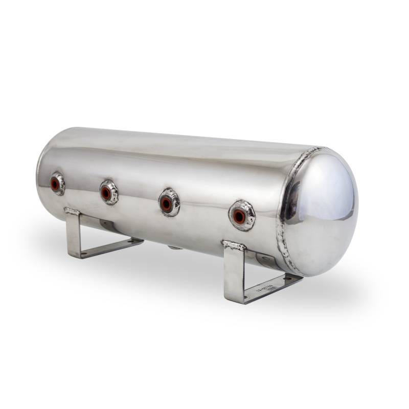 Air Lift 12958 Air Lift 2.5 Gal Alum Air Tank - (4) 1/4in Face Ports & 1/4in Drain Port - 20in L X 6in D - Polished