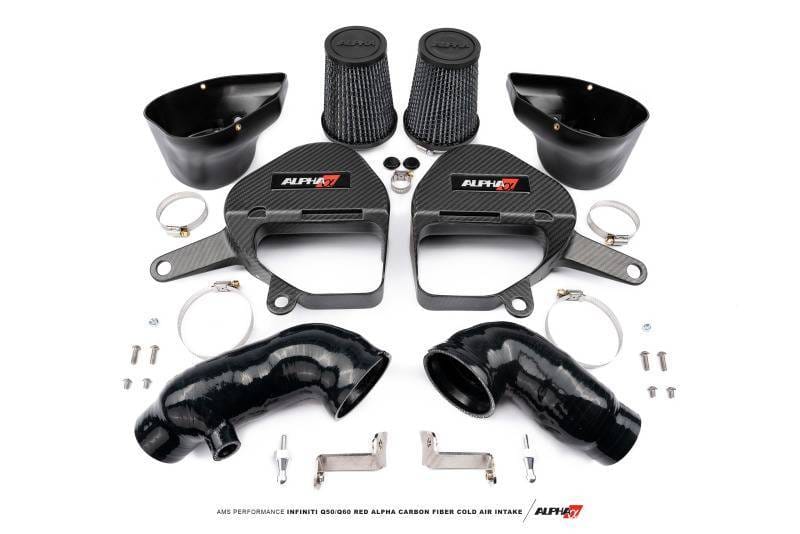 AMS ALP.28.08.0001-2 AMS Performance Infiniti Q50/Q60 Red Alpha Matte Carbon Intake Kit