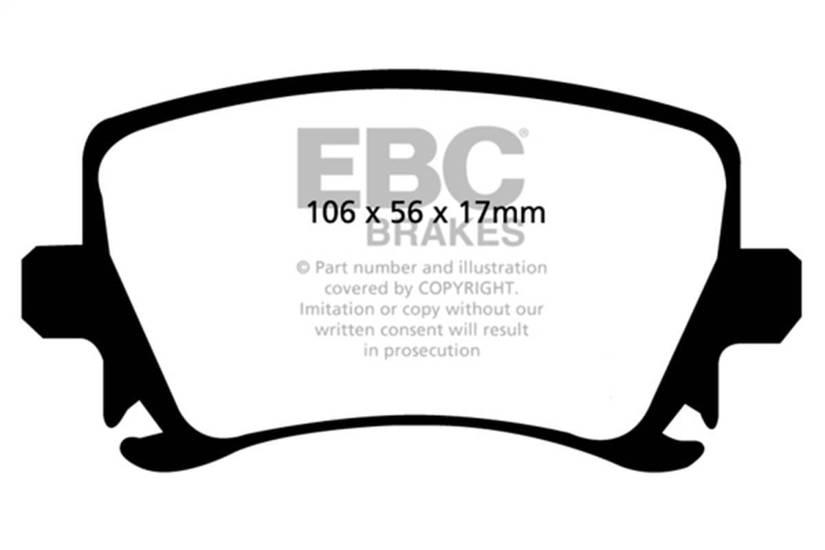 EBC Brakes UD1108 EBC 06-13 Audi A3 2.0 Turbo (Girling rear caliper) Ultimax2 Rear Brake Pads - Fits select 2005-2019 Volkswagen, Audi applications