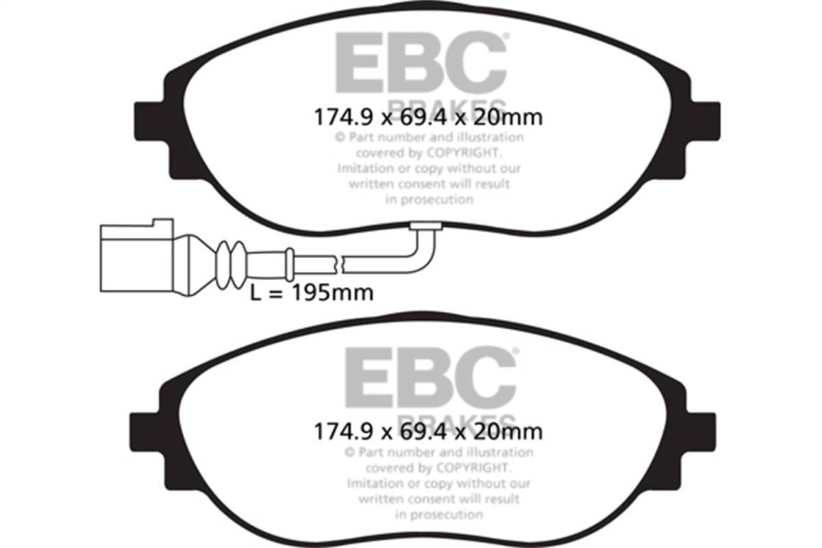 EBC Brakes UD1633 EBC 12+ Volkswagen CC 3.6 Ultimax2 Front Brake Pads - Fits select 2012-2023 Volkswagen models