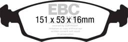 EBC Brakes UD1568 EBC 11+ Fiat 500 1.4 (ATE Calipers) Ultimax2 Front Brake Pads - Fits 2012-2018 Fiat 500