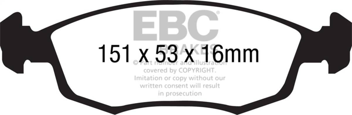 EBC Brakes UD1568 EBC 11+ Fiat 500 1.4 (ATE Calipers) Ultimax2 Front Brake Pads - Fits 2012-2018 Fiat 500