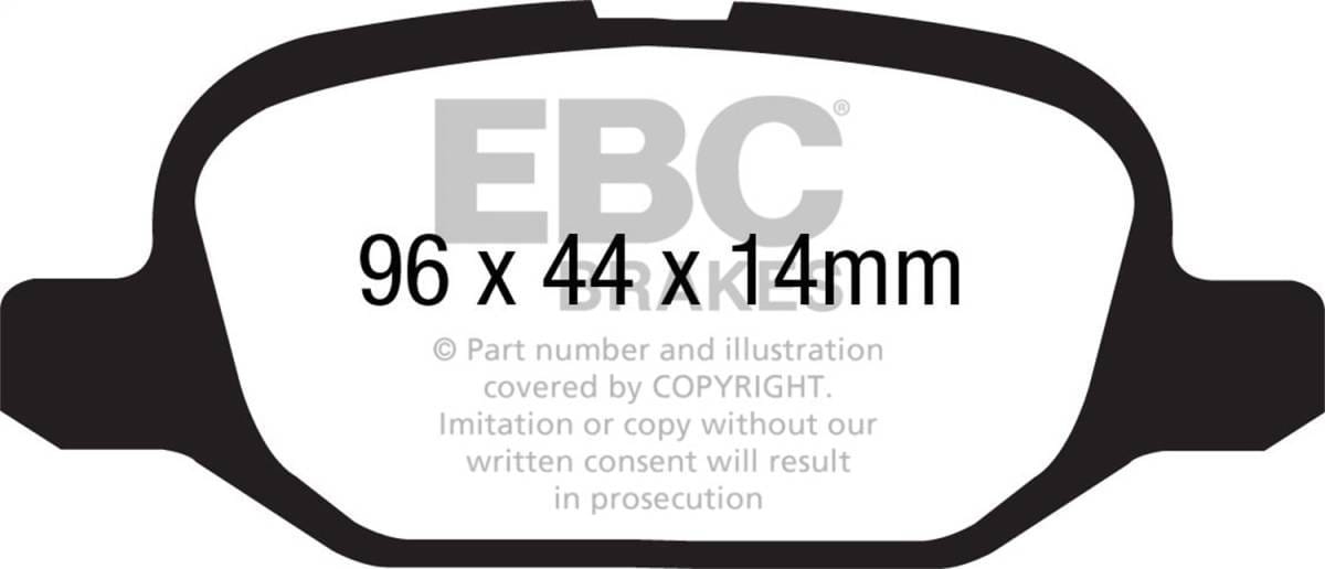 EBC Brakes UD1569 EBC 11+ Fiat 500 1.4 (ATE Calipers) Ultimax2 Rear Brake Pads - Fits 2012-2018 Fiat 500