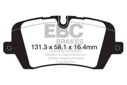 EBC Brakes UD1692 EBC 2017+ Land Rover Discovery 5 3.0L Supercharged Ultimax2 Rear Brake Pads - Fits 2017-2023 Land Rover Discovery, Defender 110, Defender 90