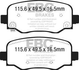 EBC Brakes UD1809 EBC 15+ Fiat 500X 1.4 Turbo Ultimax2 Rear Brake Pads - Fits 2016-2019 Fiat 500X