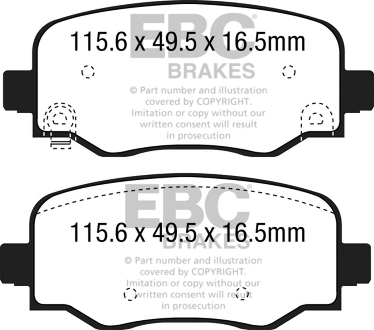 EBC Brakes UD1809 EBC 15+ Fiat 500X 1.4 Turbo Ultimax2 Rear Brake Pads - Fits 2016-2019 Fiat 500X