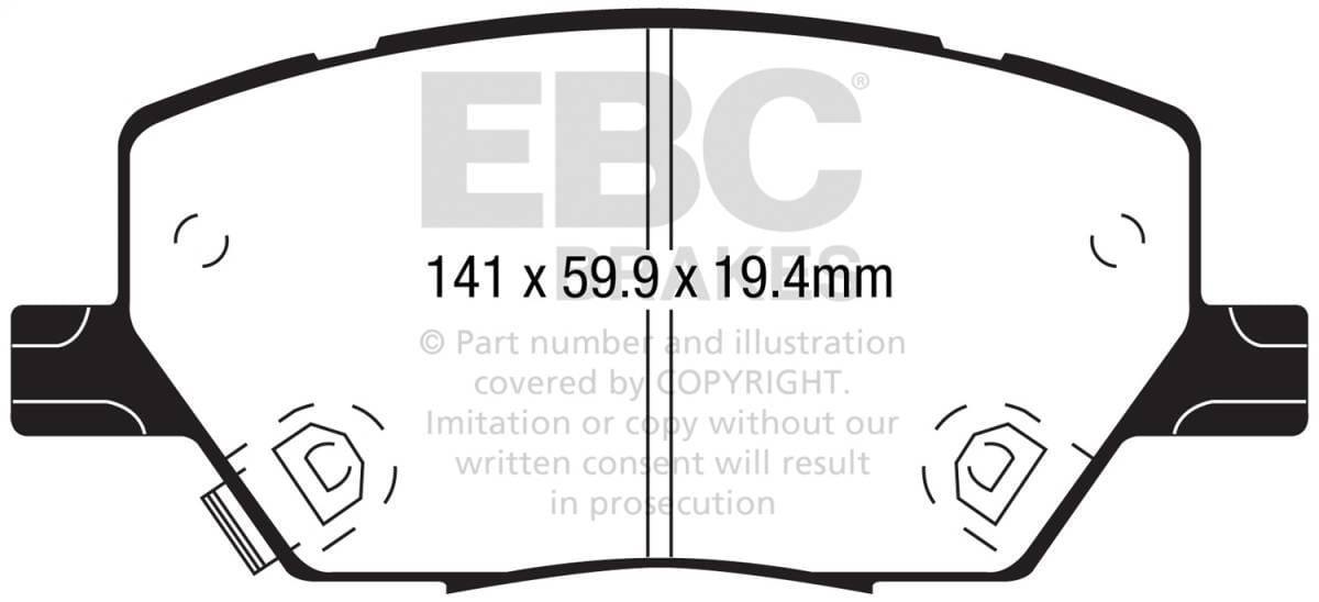 EBC Brakes UD1811 EBC 15+ Fiat 500X 1.4 Turbo Ultimax2 Front Brake Pads - Fits 2017-2018 Fiat 500X