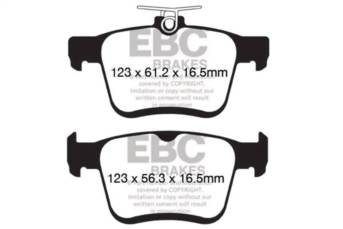 EBC Brakes UD1761 EBC 2014+ Audi A3 1.8 Turbo (w/Electronic Parking Brake) Ultimax2 Rear Brake Pads - Fits select 2015-2025 Volkswagen, Audi applications