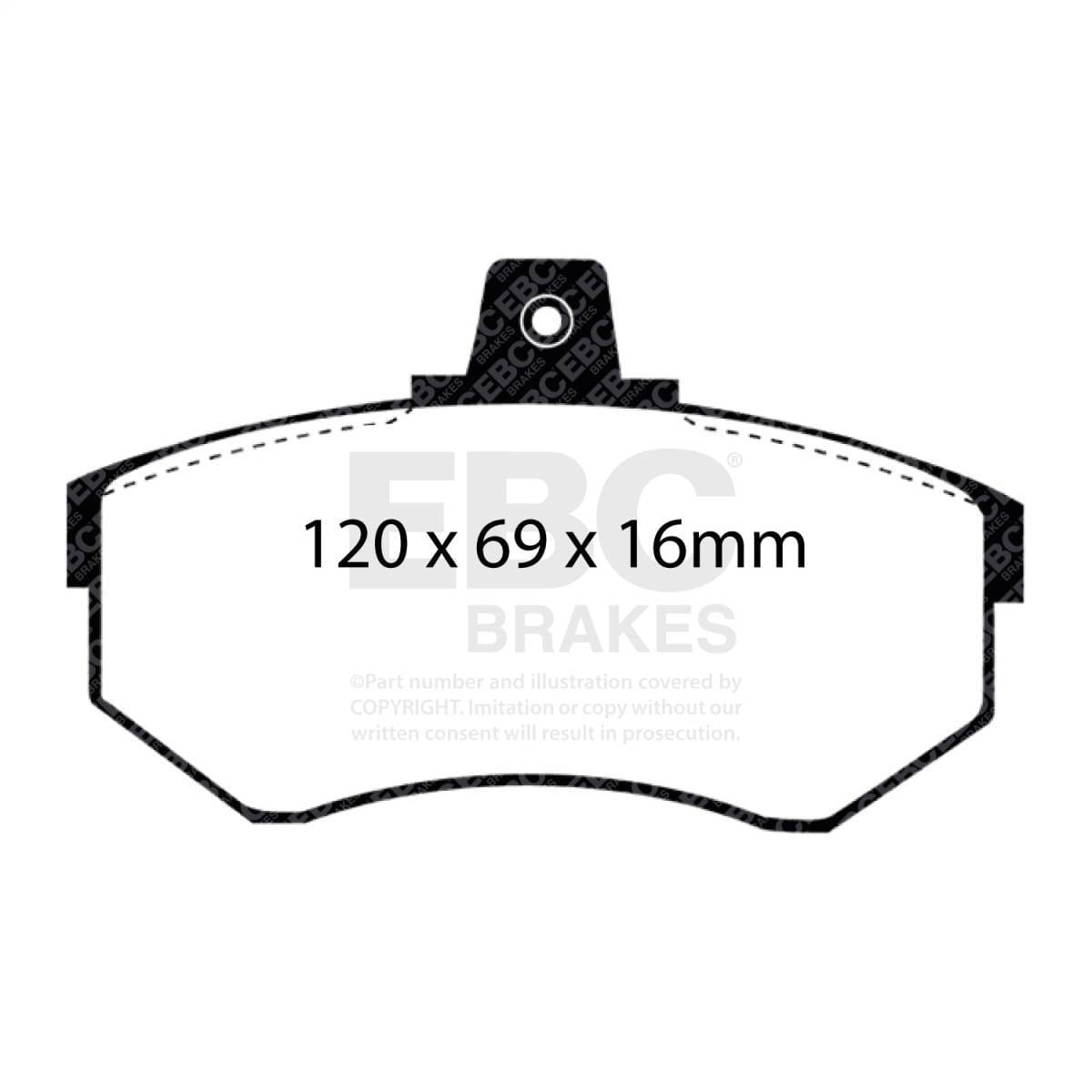 EBC Brakes UD227 EBC 84-87 Audi 4000 1.8 Ultimax2 Front Brake Pads - Fits 1980-1988 Audi, Volkswagen models