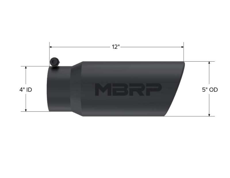 MBRP Exhaust pT5051BLK MBRP Universal Tip 5 O.D. Angled Rolled End 4 inlet 12 length - Black Finish thumbnail 5