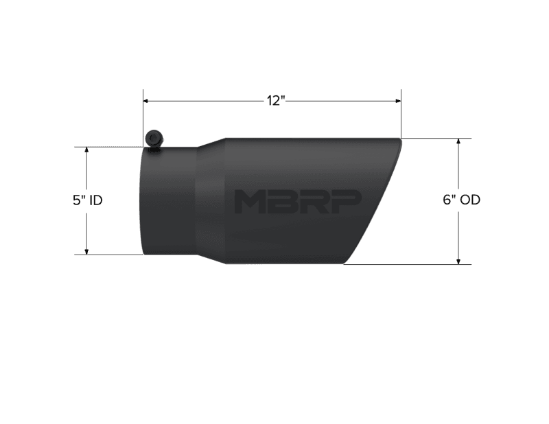 MBRP Exhaust pT5075BLK MBRP Universal Tip 6in O.D. Angled Rolled End 5 inlet 12 length - Black Finish thumbnail 5