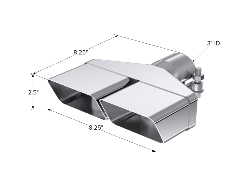 MBRP Exhaust pT5118 MBRP Universal Tip 8inx 2.375in ID Rectangle 2.5in O.D. inlet 8.25in length T304 thumbnail 5