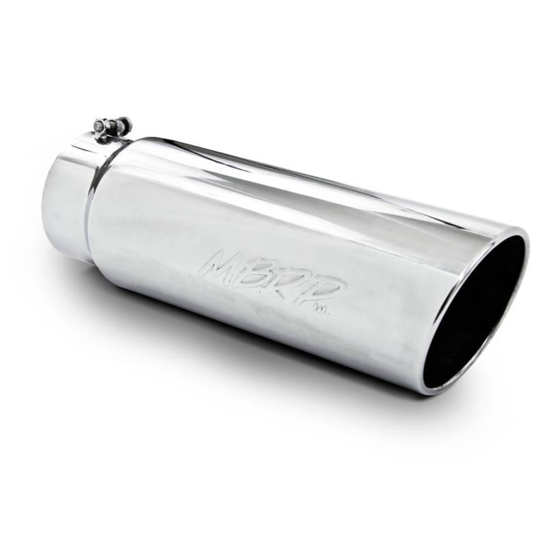 MBRP Exhaust pT5125 MBRP Universal Tip 6in OD Angled Rolled End 5in Inlet 18in Length T304 Exhaust