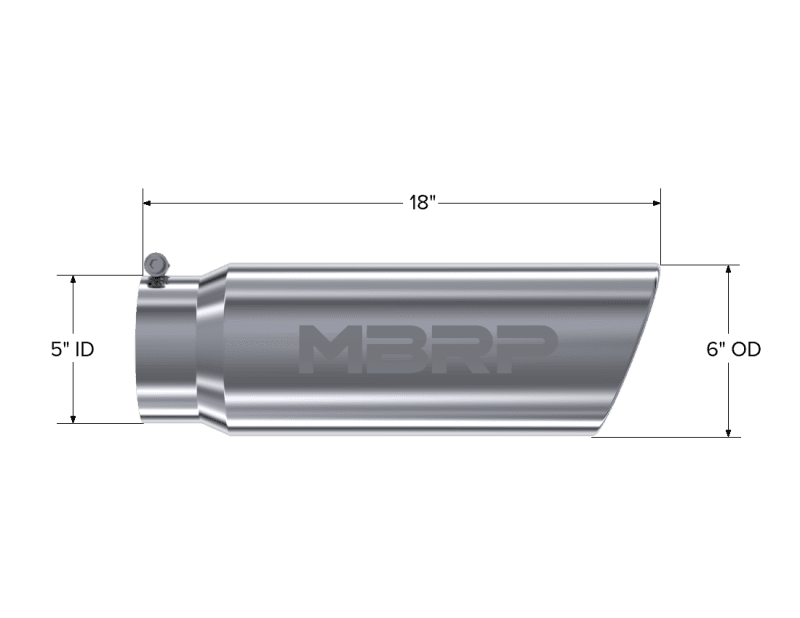 MBRP Exhaust pT5125 MBRP Universal Tip 6in OD Angled Rolled End 5in Inlet 18in Length T304 Exhaust thumbnail 5