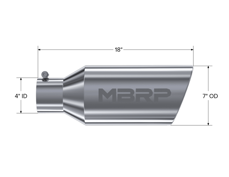 MBRP Exhaust pT5126 MBRP Universal Tip 7inch O.D. Rolled End 4inch inlet 18inch length - T304 (SINGLE TIP) thumbnail 5