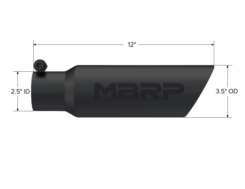 MBRP Exhaust pT5106BLK MBRP Universal Tip 3.5 O.D. Dual Wall Angled 2.5 inlet 12 length - Black Finish thumbnail 5