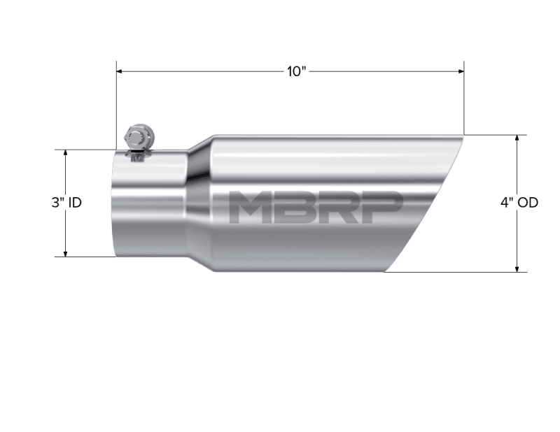 MBRP Exhaust pT5156 MBRP Universal Tip 4in OD 3in Inlet 10in Length Dual Wall Angled End T304 thumbnail 5