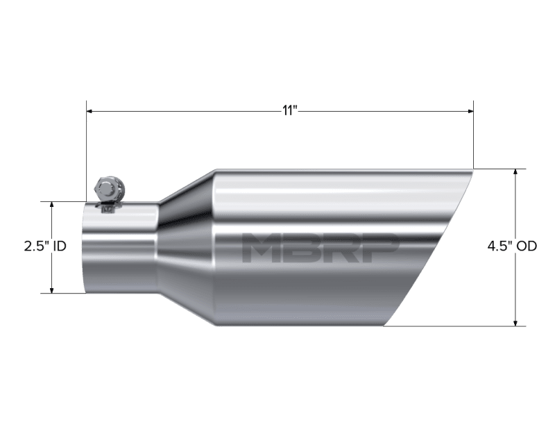 MBRP Exhaust pT5161 MBRP Universal Tip 4.5 O.D. Dual Walled Angled Rolled End 2.5 Inlet 12in Length - T304 thumbnail 5