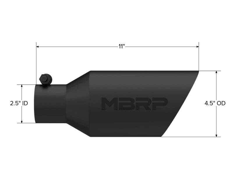 MBRP Exhaust pT5161BLK MBRP Universal Dual Wall Angle Rolled End Tip 4-1/2in OD / 2-1/2in Inlet / 11in Length - Black thumbnail 5