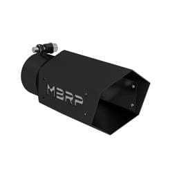 MBRP Exhaust pT5169BLK MBRP Universal 4in Hex Tip 3in Inlet 10in Length w/ Logo - Black Coated