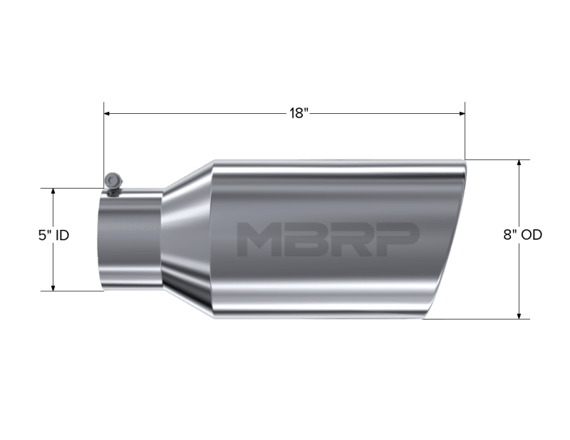 MBRP Exhaust pT5129 MBRP Universal Tip 8in OD Rolled End 5in Inlet 18in Length T304 thumbnail 5