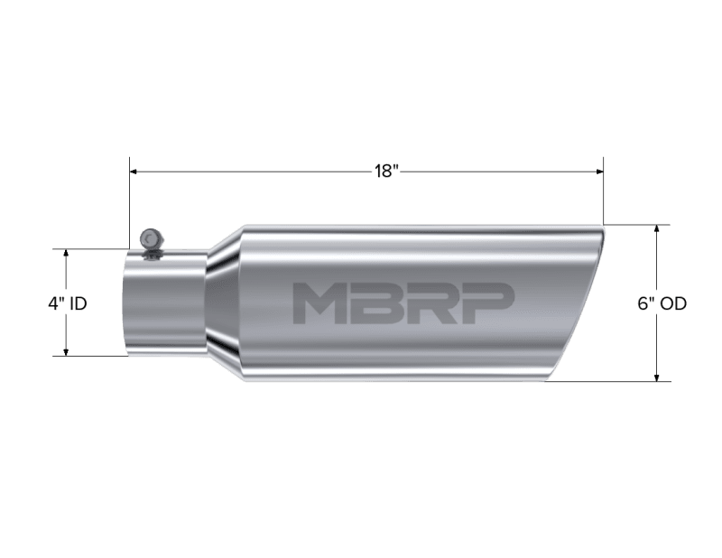 MBRP Exhaust pT5130 MBRP Universal Tip 6in OD Rolled End 4in Inlet 18in Length T304 thumbnail 5