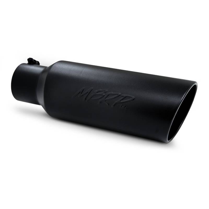 MBRP Exhaust pT5130BLK MBRP Universal Tip 6in OD Rolled End 4in Inlet 18in L Black Coated Exhaust Tip