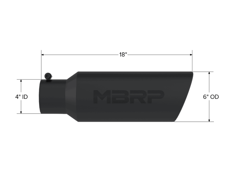 MBRP Exhaust pT5130BLK MBRP Universal Tip 6in OD Rolled End 4in Inlet 18in L Black Coated Exhaust Tip thumbnail 5