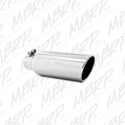 MBRP Exhaust pT5150 MBRP Universal Tip 4in OD 2.5in Inlet 12in Length Angled Cut Rolled End Clampless No-Weld T304