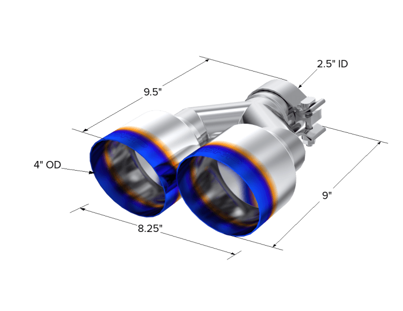 MBRP Exhaust pT5177BE MBRP Burnt End Tip 2.5 ID Dual 4 OD Out 9.55 length Single wall 304 Stainless Steel Pass Side thumbnail 5